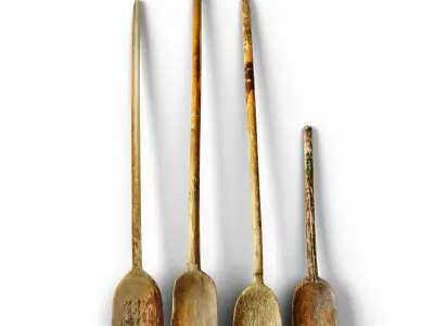 Set of Four Old Nepal Rice Shovels 3D model