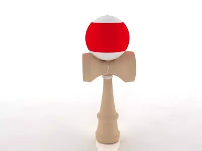 kendama ball on wooden stick Low-poly 3D model
