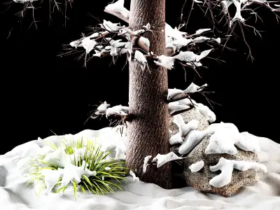 winter tree 01 3D model