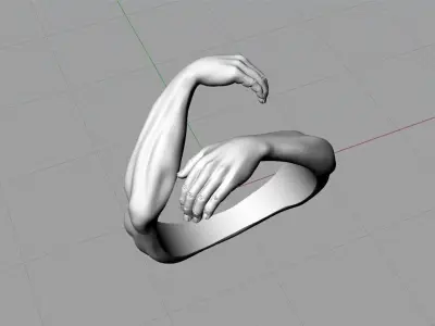 Hugging hands ring 3D print model