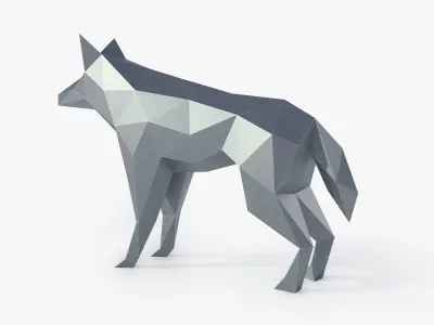 Low Poly Wolf in polygons Low-poly 3D model