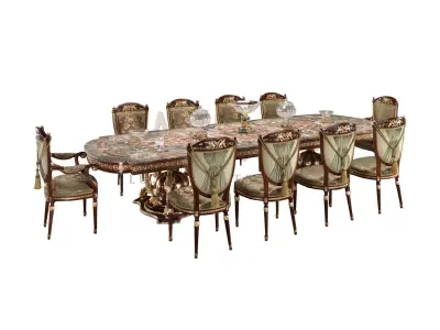 Louis XIV marble dining table by Modenese Luxury Interiors 3D model