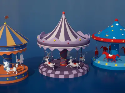 Stylized Winter City Asset Pack 200 Assets - Modular Environment Low-poly 3D model