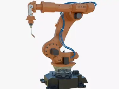 Industrial Welding Robot Orange Clean Low-poly 3D model