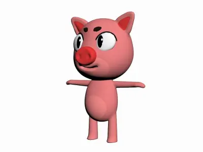 Cartoon Pig Character Low-poly 3D model