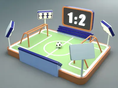 Football-Soccer Field  Low-poly 3D model
