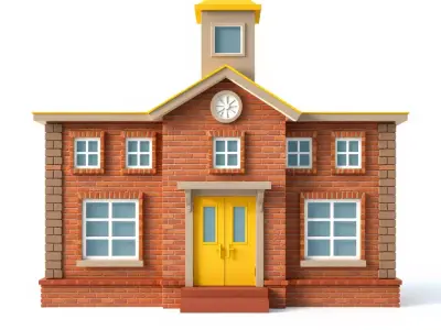 Classic Brick Church model pack Low-poly 3D model