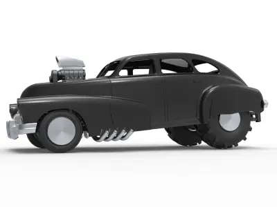 Old school pulling truck 2wd Car shell Scale 1 to 25 3D print model