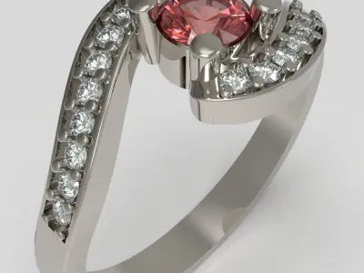 Bypass soltaire engagement ring 3D print model