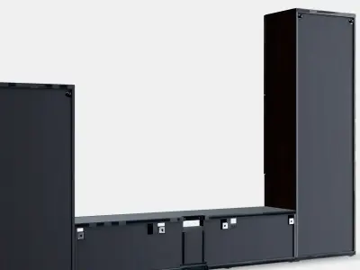 BESTA TV storage combination-glass doors 4 Low-poly 3D model