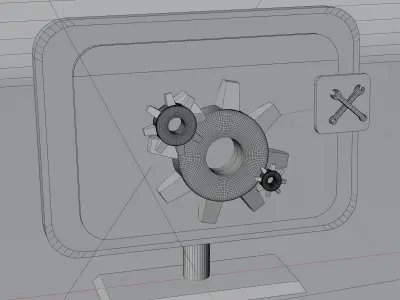 3D Illustration computer with setting icon and wrench 3D model