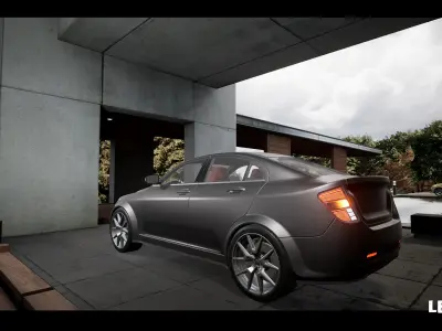 Sedan Car Driveable Animated Realistic Low-poly 3D model