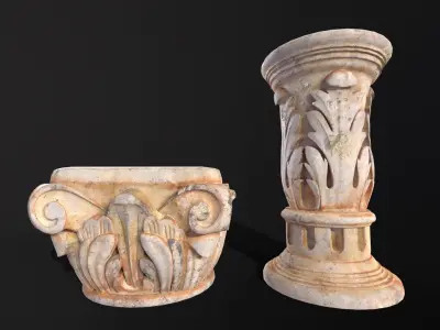 Marble Floral Garden Decoration Low-poly 3D model