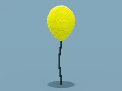 Voxel Yellow Balloon Low-poly 3D model