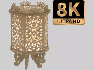 Small Desk Wooden Lamp 3D model