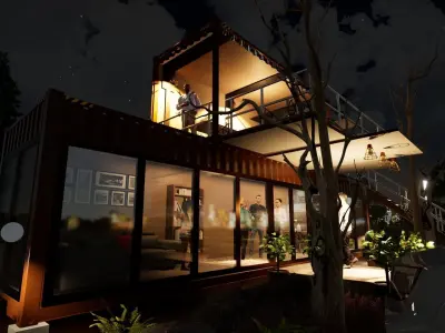 Shipping Container Restaurant 3D model