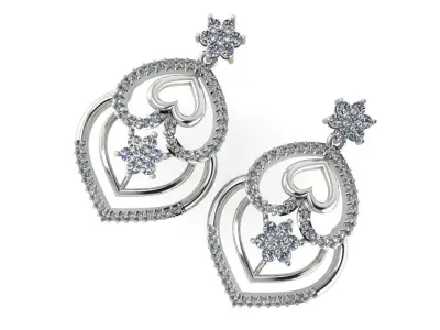 light Wight white gold diamond Earring-Nk-53ER 3D print model