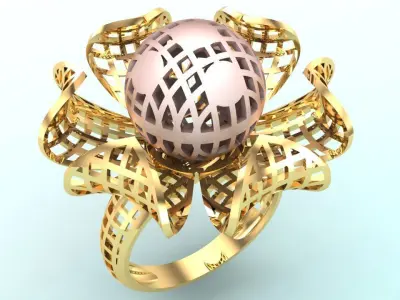  Mesh flower ring - Italian rings - Womens Rings - N6791 3D print model