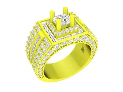 A7701 Korean Style Baguette Diamond Men Ring 3D Print 3D print model