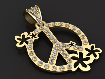 peace pendant 3D printable model  3D print model