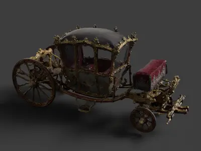 Chinese ancient wooden  carriage   3D model