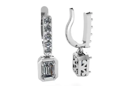 Emerald Earring Ring Set 2411 3D print model