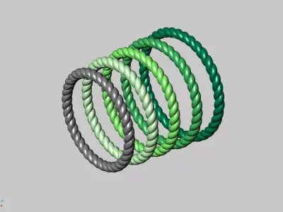 2MM WIDE TWIST SPIRAL ROPE BAND 3D print model