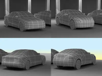 6 Low Poly luxury sport sedans Low-poly 3D model
