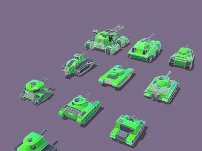 Stylized tanks pack  Low-poly 3D model
