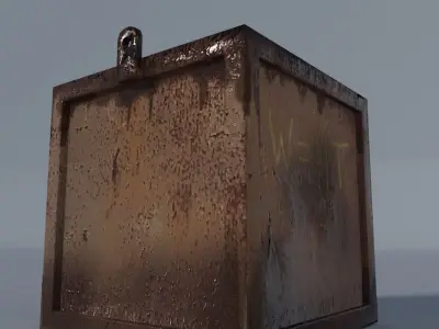 Rusted Weight Metal Box with Pad Eyes Low-poly 3D model