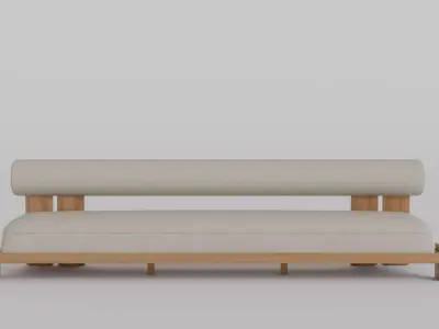 Eivor Sofa 2 Wood Variants Natural and Aged Teak 3D model