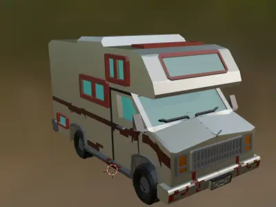 CARAVAN LOW POLY STYLE Low-poly 3D model