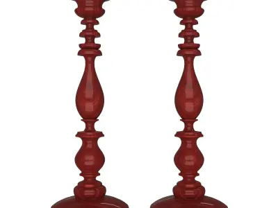 Wood Candlestick Low-poly 3D model