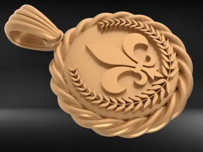 fleur de lis Necklace Pendant Charm Jewelry  3D print model