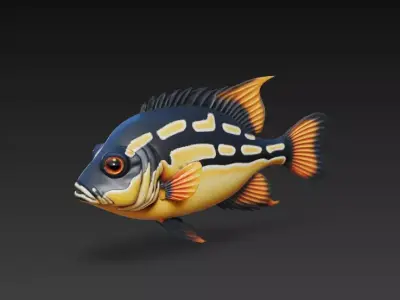 Fish Realistic 3D Model - Low Poly Realistic Game Ready Low-poly 3D model