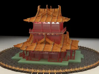 Chinese ancient house  3D model 27