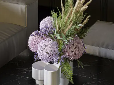 Flower Set 057 hydrangea and pampas 3D model