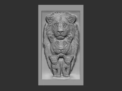 lion family cnc  3D print model