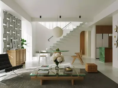 Mid Century interior scene 3D model