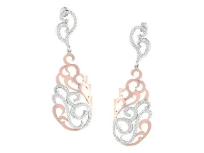 Women Drop Earrings 3dm STL OBJ FBX Renders Details 3D print model 5