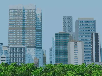 City Downtown Skyscraper Street 06 - DAY Low-poly 3D model
