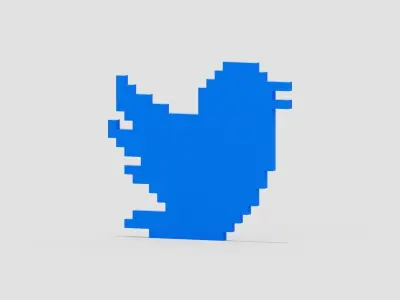 Pixel Blue Bird Symbol Low-poly 3D model