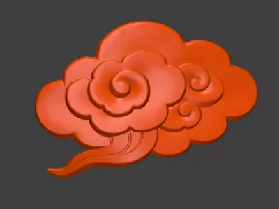 A 3D sculpture of auspicious cloud with cloud pattern decoration 3D print model