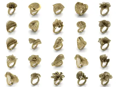 Collections 50 pcs Ultra Vision Ring Jewelry 3D print model