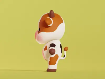 Cow Character Cartoon Chibi Kawaii Low-poly 3D model