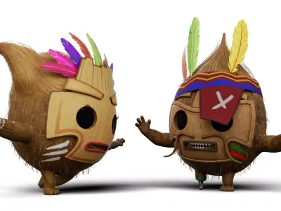 Coco Mama and Papa Rigged Low-poly 3D model