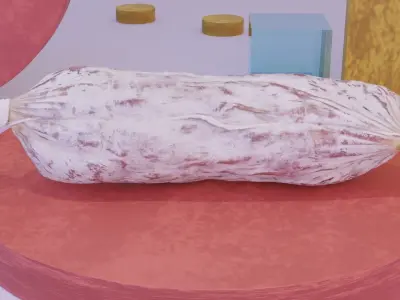 Spanish fuet salami high-poly 3D model