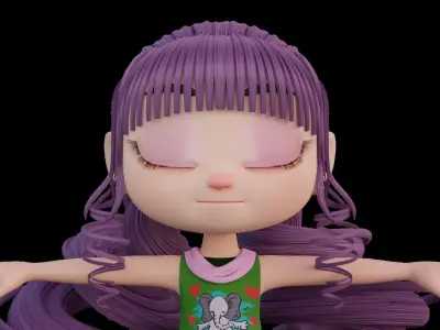 Cartoon Girl - Fully RIgged 3D model