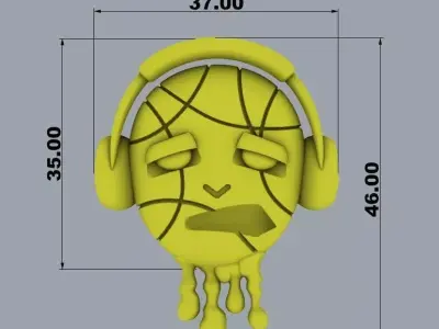 BALL HEAD GUY HEADPHONES 3D print model