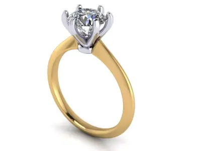 Solitaire Women Diamond Engagement Ring R7 3D print model